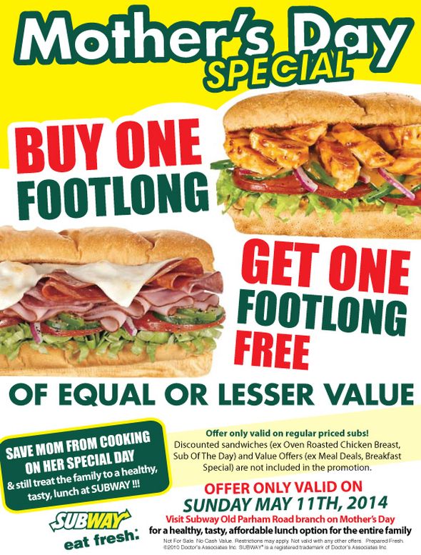 Subway S Mother S Day Special